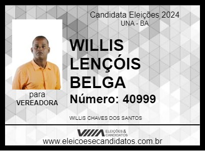 Candidato WILLIS LENÇÓIS BELGA 2024 - UNA - Eleições