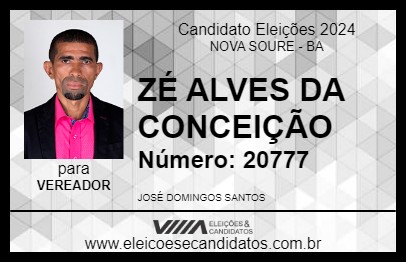 Candidato ZÉ ALVES DA CONCEIÇÃO 2024 - NOVA SOURE - Eleições