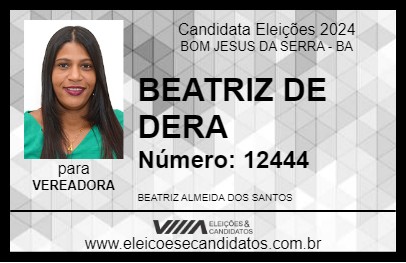 Candidato BEATRIZ DE DERA 2024 - BOM JESUS DA SERRA - Eleições