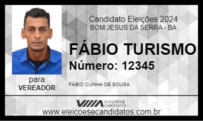 Candidato FÁBIO TURISMO 2024 - BOM JESUS DA SERRA - Eleições