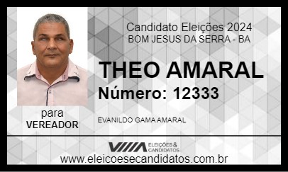 Candidato THEO AMARAL 2024 - BOM JESUS DA SERRA - Eleições