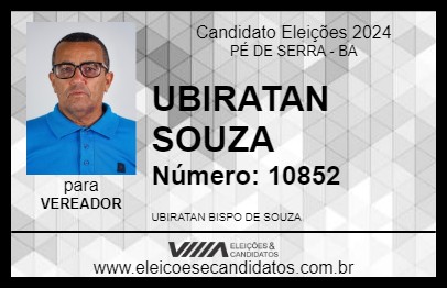 Candidato UBIRATAN SOUZA 2024 - PÉ DE SERRA - Eleições