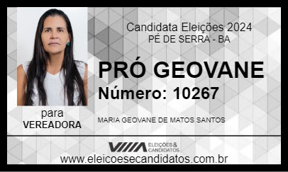 Candidato PRÓ GEOVANE 2024 - PÉ DE SERRA - Eleições