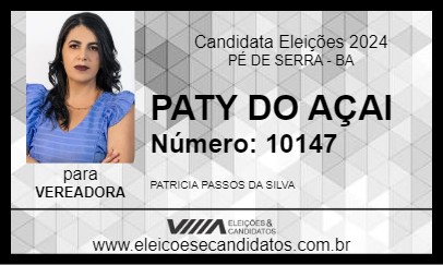 Candidato PATY DO AÇAI 2024 - PÉ DE SERRA - Eleições