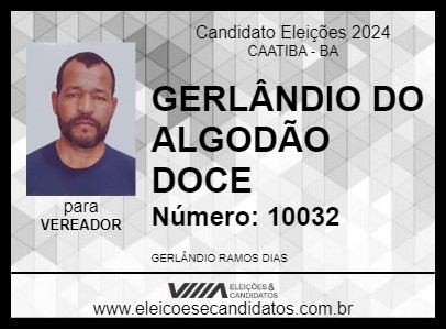 Candidato GERLÂNDIO DO ALGODÃO DOCE 2024 - CAATIBA - Eleições