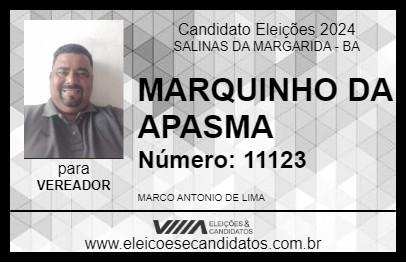 Candidato MARQUINHO DA APASMA 2024 - SALINAS DA MARGARIDA - Eleições