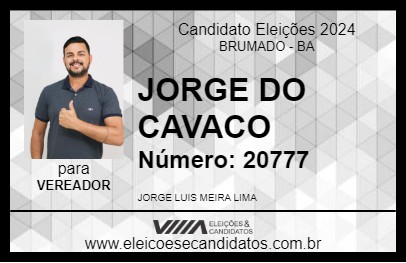 Candidato JORGE DO CAVACO 2024 - BRUMADO - Eleições