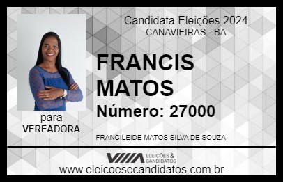 Candidato FRANCIS MATOS 2024 - CANAVIEIRAS - Eleições