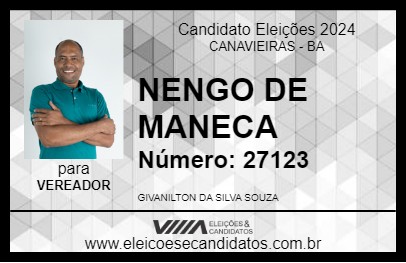 Candidato NENGO DE MANECA 2024 - CANAVIEIRAS - Eleições