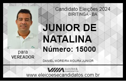 Candidato JUNIOR DE NATALINA 2024 - BIRITINGA - Eleições