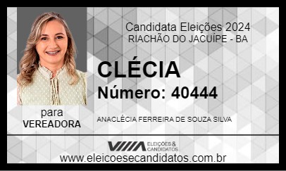 Candidato CLÉCIA 2024 - RIACHÃO DO JACUÍPE - Eleições