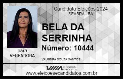 Candidato BELA DA SERRINHA 2024 - SEABRA - Eleições