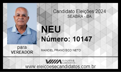 Candidato NEU DO JATOBÁ 2024 - SEABRA - Eleições