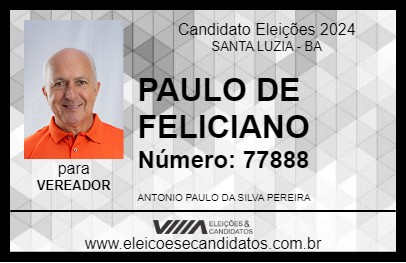 Candidato PAULO DE FELICIANO 2024 - SANTA LUZIA - Eleições