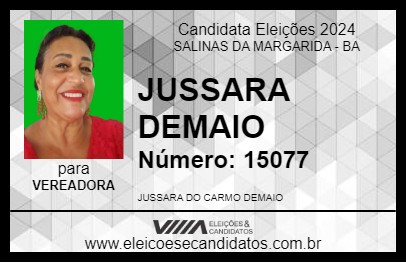 Candidato JUSSARA DEMAIO 2024 - SALINAS DA MARGARIDA - Eleições