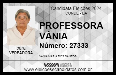 Candidato PROFESSORA VÂNIA 2024 - CONDE - Eleições