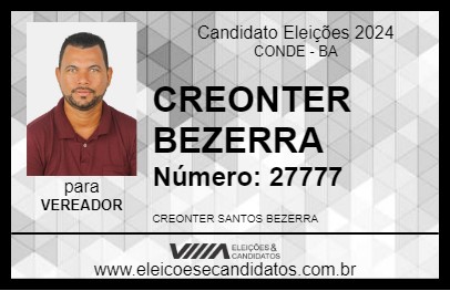 Candidato CREONTER BEZERRA 2024 - CONDE - Eleições