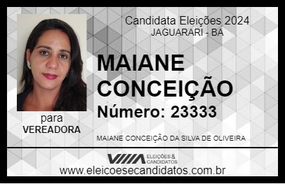 Candidato MAIANE CONCEIÇÃO 2024 - JAGUARARI - Eleições