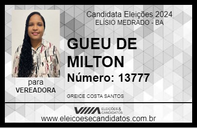 Candidato GUEU DE MILTON 2024 - ELÍSIO MEDRADO - Eleições