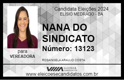 Candidato NANA DO SINDICATO 2024 - ELÍSIO MEDRADO - Eleições