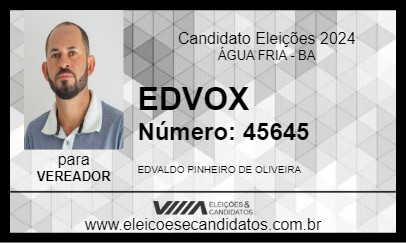 Candidato EDVOX 2024 - ÁGUA FRIA - Eleições