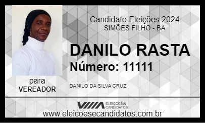 Candidato DANILO RASTA 2024 - SIMÕES FILHO - Eleições