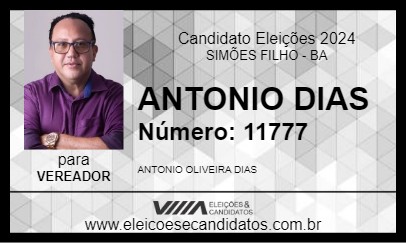 Candidato ANTONIO DIAS 2024 - SIMÕES FILHO - Eleições