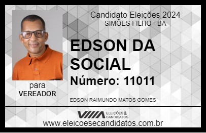 Candidato EDSON DA SOCIAL 2024 - SIMÕES FILHO - Eleições