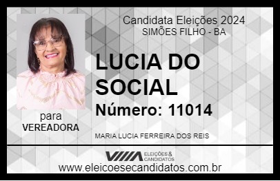 Candidato LUCIA DO SOCIAL 2024 - SIMÕES FILHO - Eleições