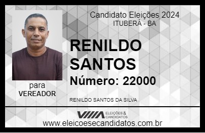 Candidato RENILDO SANTOS 2024 - ITUBERÁ - Eleições