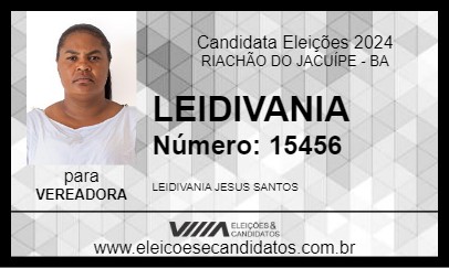 Candidato LEIDIVANIA 2024 - RIACHÃO DO JACUÍPE - Eleições