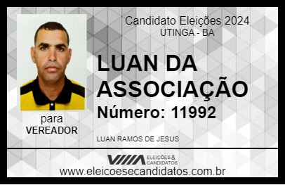 Candidato LUAN DA ASSOCIAÇÃO 2024 - UTINGA - Eleições