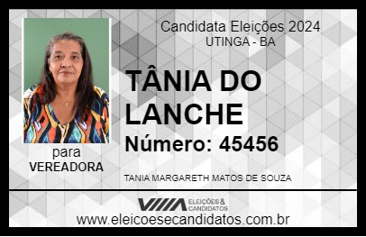 Candidato TÂNIA DO LANCHE 2024 - UTINGA - Eleições