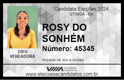 Candidato ROSY DO SONHÉM 2024 - UTINGA - Eleições