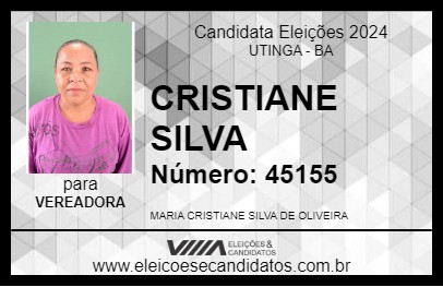 Candidato CRISTIANE SILVA 2024 - UTINGA - Eleições