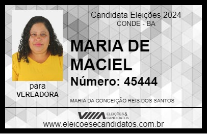 Candidato MARIA DE MACIEL 2024 - CONDE - Eleições