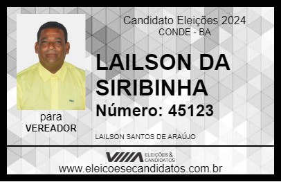 Candidato LAILSON DA SIRIBINHA 2024 - CONDE - Eleições