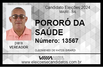 Candidato PORORÓ DA SAÚDE 2024 - MAIRI - Eleições