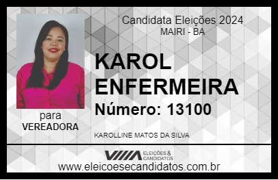 Candidato KAROL ENFERMEIRA 2024 - MAIRI - Eleições