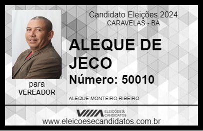 Candidato ALEQUE DE JECO  2024 - CARAVELAS - Eleições