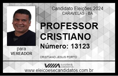 Candidato PROFESSOR CRISTIANO 2024 - CARAVELAS - Eleições