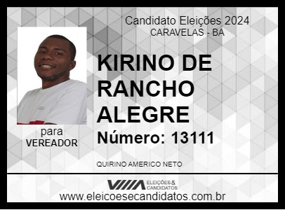 Candidato KIRINO DE RANCHO ALEGRE 2024 - CARAVELAS - Eleições