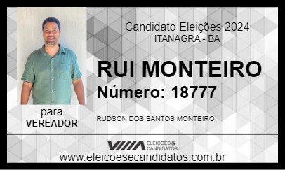 Candidato RUI MONTEIRO 2024 - ITANAGRA - Eleições