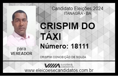 Candidato CRISPIM DO TÁXI  2024 - ITANAGRA - Eleições