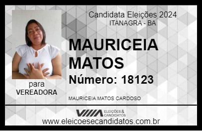 Candidato MAURICEIA MATOS 2024 - ITANAGRA - Eleições