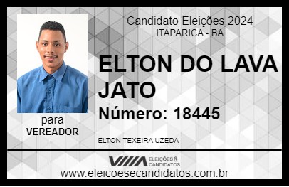 Candidato ELTON DO LAVA JATO 2024 - ITAPARICA - Eleições