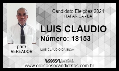 Candidato LUIS  CLAUDIO 2024 - ITAPARICA - Eleições