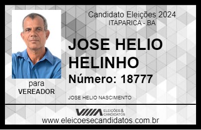 Candidato JOSE HELIO HELINHO 2024 - ITAPARICA - Eleições