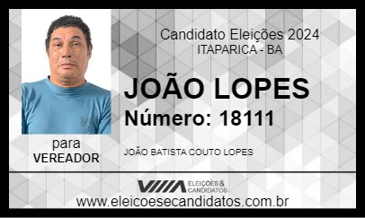 Candidato JOÃO LOPES 2024 - ITAPARICA - Eleições