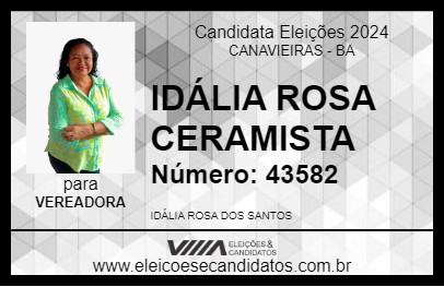 Candidato IDÁLIA ROSA CERAMISTA 2024 - CANAVIEIRAS - Eleições